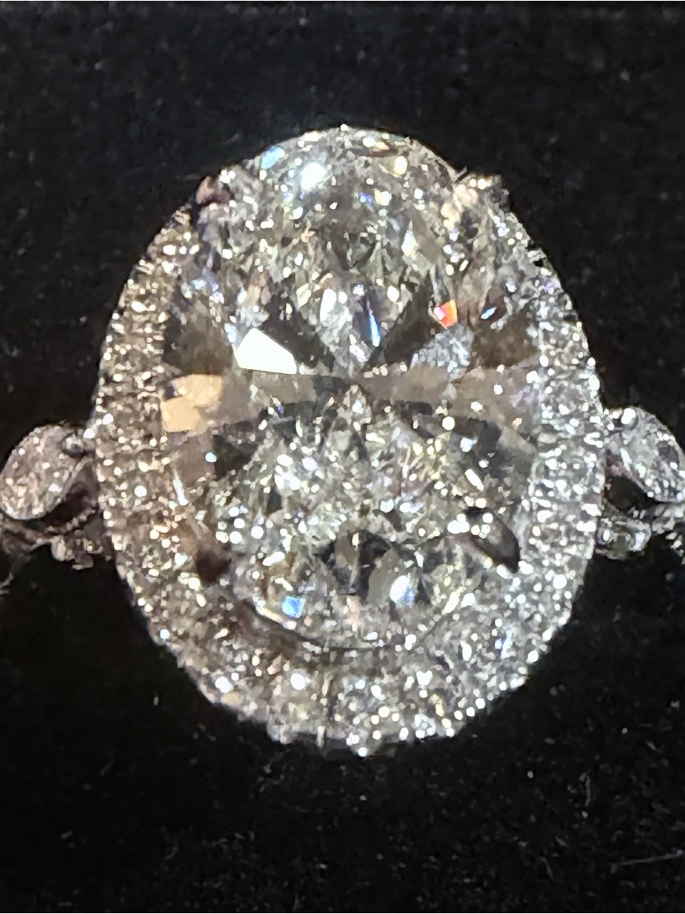 Remarkable Custom Made Oval Halo 3.25 Carat Total Weight IGI Certified Lab Ring